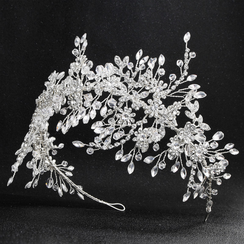 

1PCS Wedding Headdress Luxurious and Atmospheric Handmade Diamond Hair Band Alloy Flower Headband Bridal Jewelry