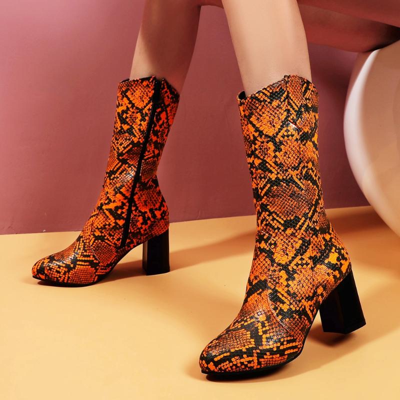 

DORATASIA Women Round Toe Zipper Party Dress Winter Shoes Daily Boots Women Fashion Sexy High Heels Mid Calf Boots, Green