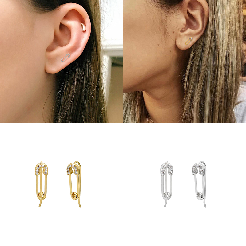 

925 Sterling Silver Minimalist Paperclip Shape Pendientes for Women Lovers' Unisex Engagement Studing Earrings Charm Jewelry
