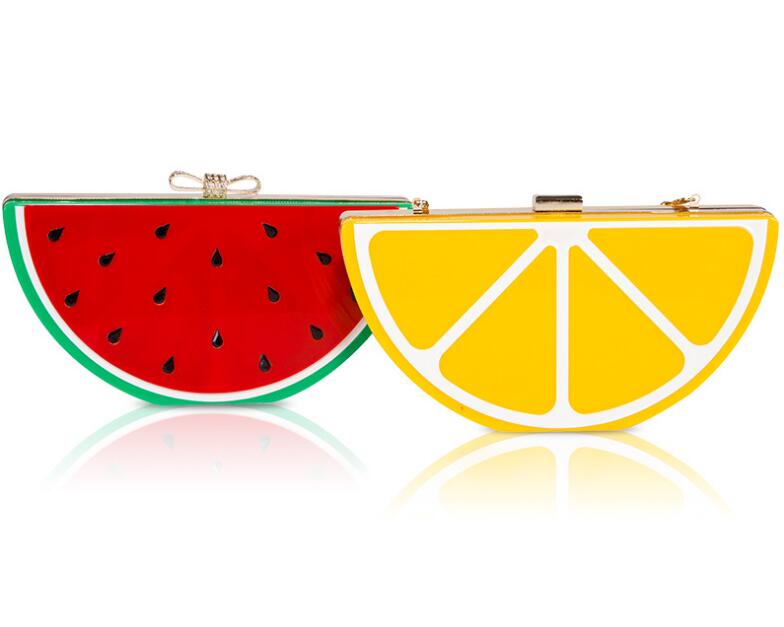 

New Special Evening Bag Watermelon Lemon Fruit Acrylic Bag Bow Small Women Evening Patchwork Clutch Blosa D0234, Picture color1