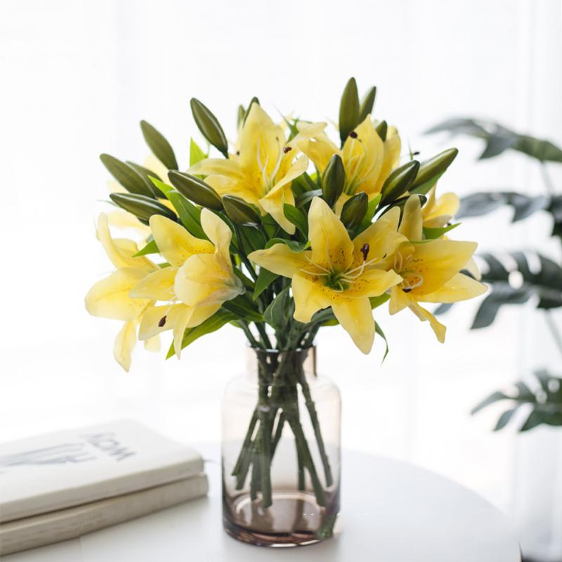 

31cm Lily Artificial Flower DIY Silk Artificial Bouquet Fake Flower Party Home Room Decor Lily Flowers Wedding Decor