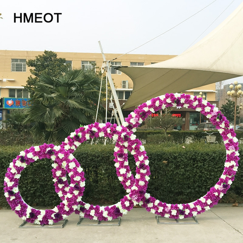 

New wedding props DIY iron ring shelf simulation flower wall hanging door hotel wedding background decoration wrought iron arch