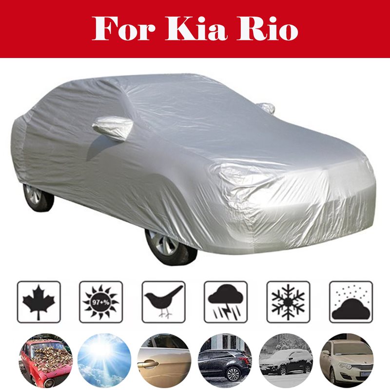 

Full Car Covers Snow Ice Dust Sun UV Shade Cover Foldable Light Silver Size S-XXL Auto Car Outdoor Protector Cover For Kia Rio