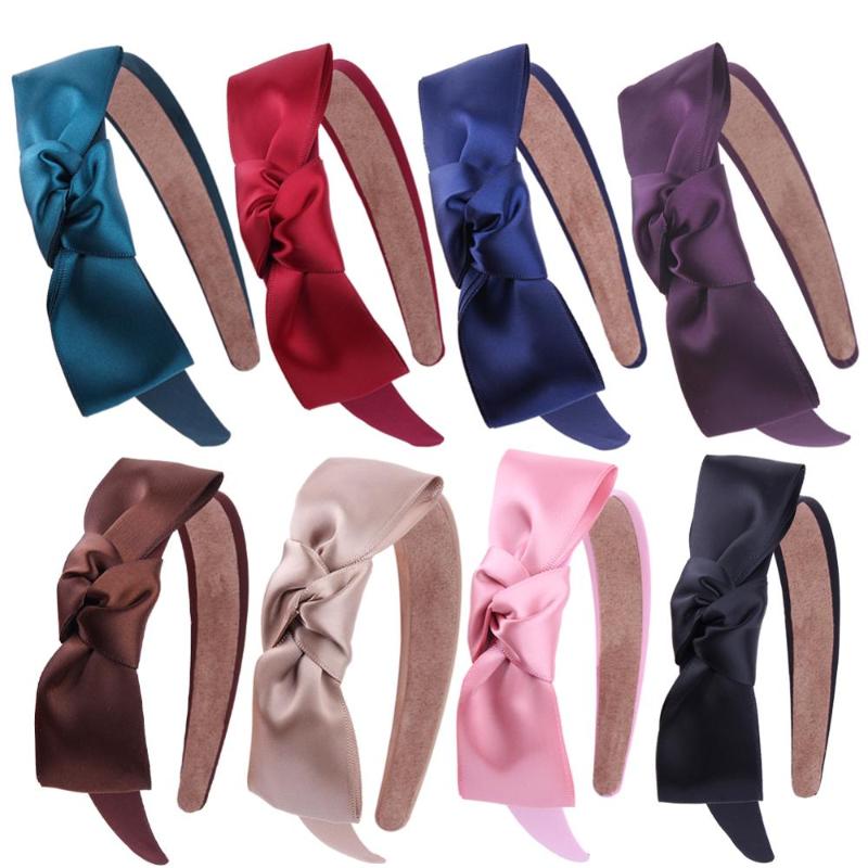 

3cm Bow Knot Headband Ribbon Covered Girls Wide Satin Headband Bow Head Band Hair Band Hairband Bowknot Hair Hoop