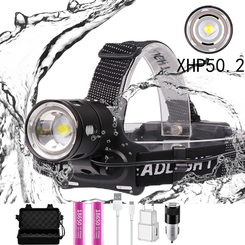 

10000LM XHP50.2 Super bright led headlights USB Rechargeable Headlight Bright V6 Hunting Cycling Lamp Waterproof Use 18650