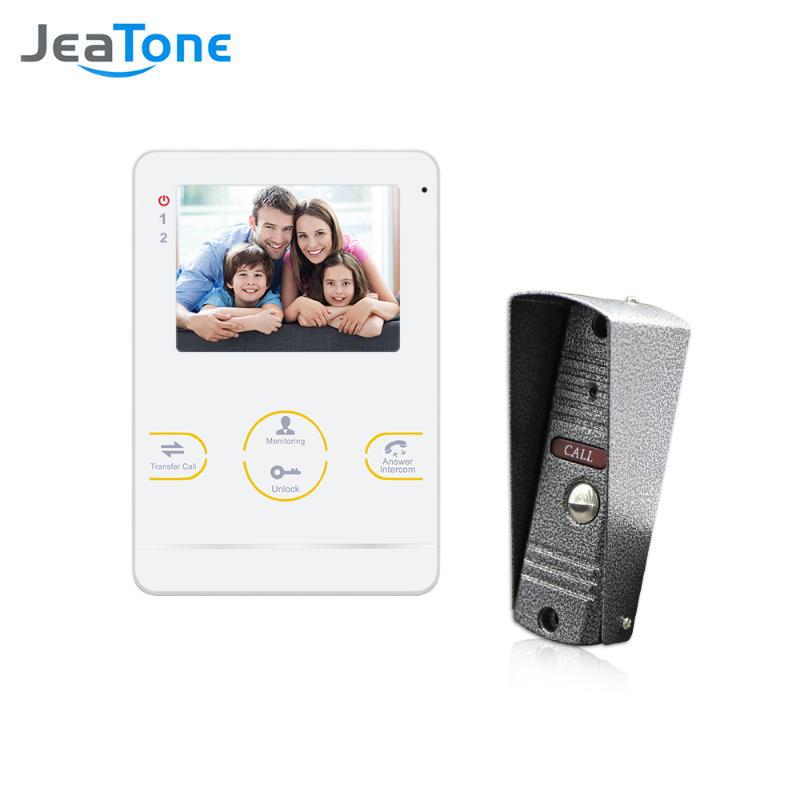 

Jeatone 4 inch Video Door Intercom for Home Security System Kit with Indoor Monitor Outdoor 1200TVL Video Doorbell Camera