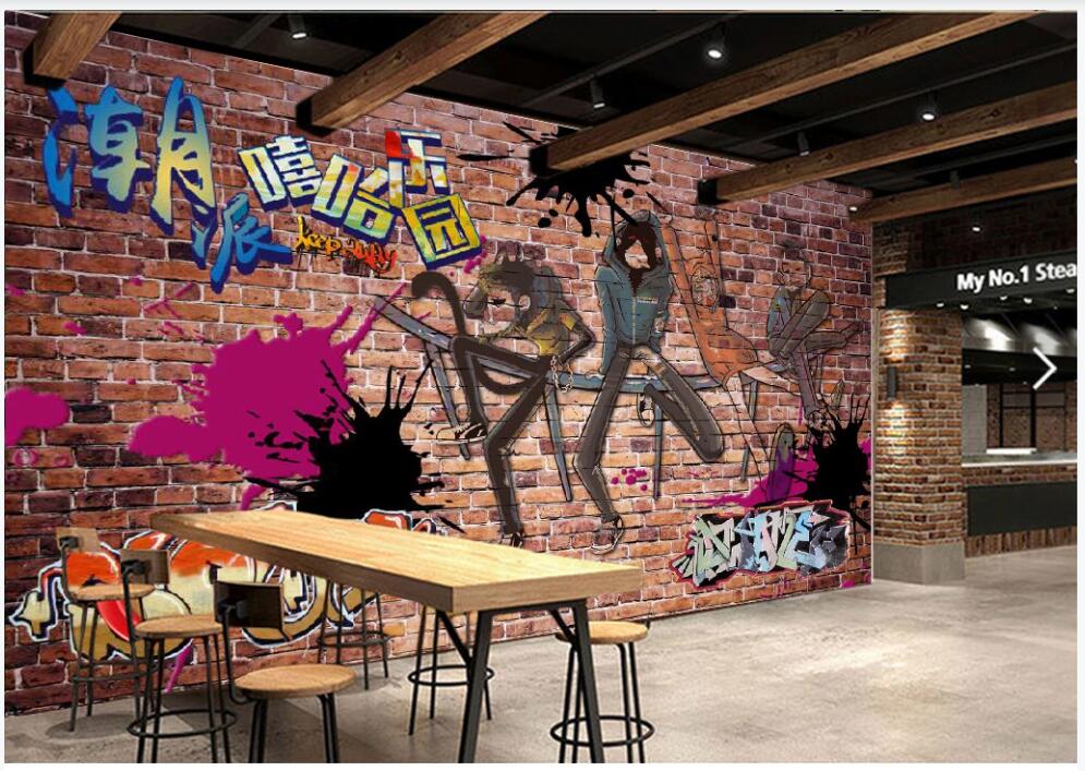 

3d wallpaper custom photo mural Retro nostalgic hip hop park graffiti bar background home decor 3d wall murals wallpaper for living room, Non-woven wallpaper