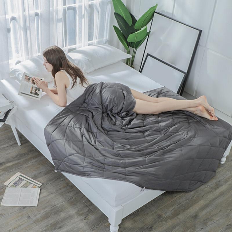 

Weighted Blanket for Adult Decompression Gravity Blankets Pressure Weighted Quilt Grey blankets for bed