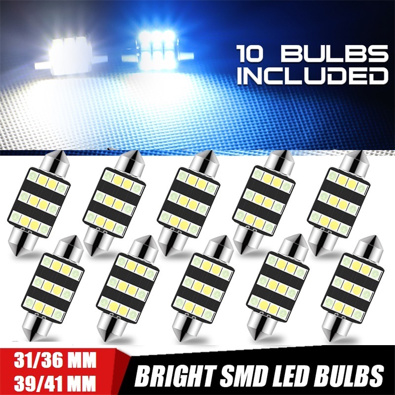 

10pcs C5W C10W Led Bulb 31mm 36mm 39mm 41mm White Blue Led Light Festoon 3030 12Leds 12V Reading Lamp Auto Car Interior Light, As pic