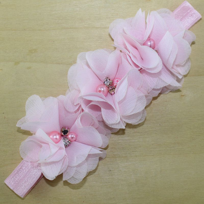 

Newly Newborn Baby Girls Rhinestone Flower Headband Hairband Hair Accessories Photography Props DO99, White