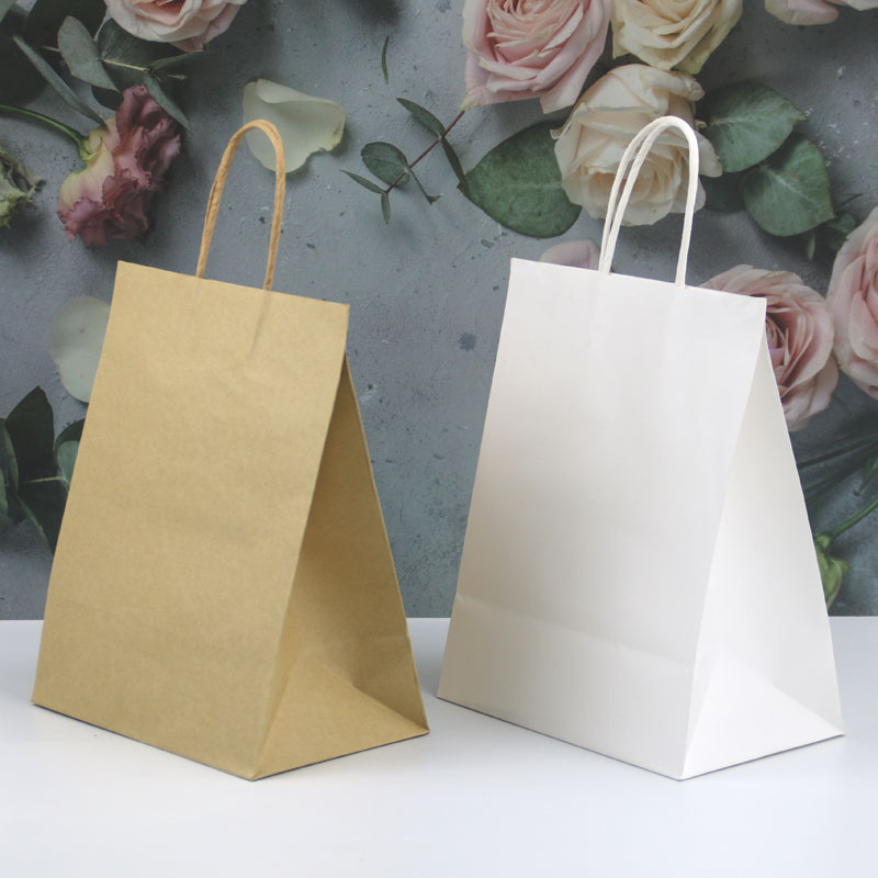 

10pcs Universal Kraft Paper Tote Bag Square Kraft Paper Bag Candy Cookie Gift Tote