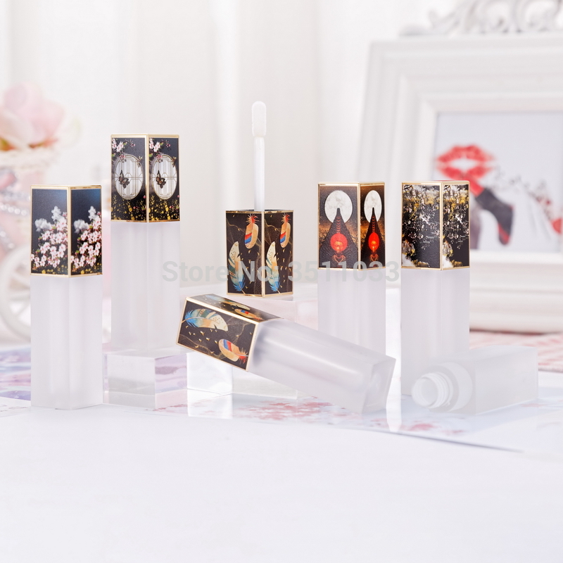 

3D Square Plastic Cosmetic Lip Gloss Container Frosted Liquid Lipstick Lip Tube Glaze Labial Glair Bottle Beauty Lipgloss Tube