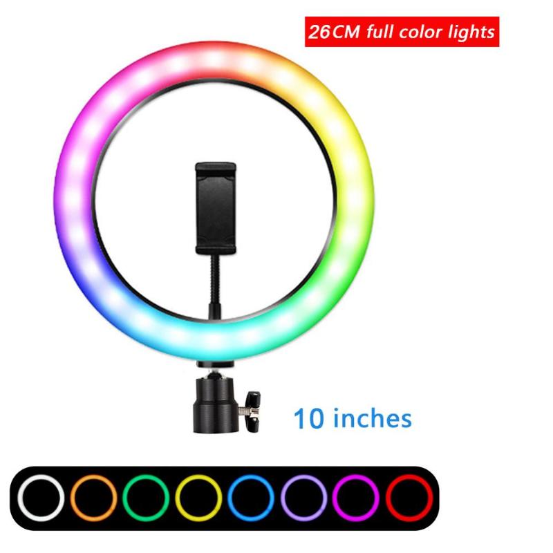 

33cm RGB Dimmable LED Selfie Ring Light Full Color 10 13 Inch Phone Camera Photography Video Makeup Lamp