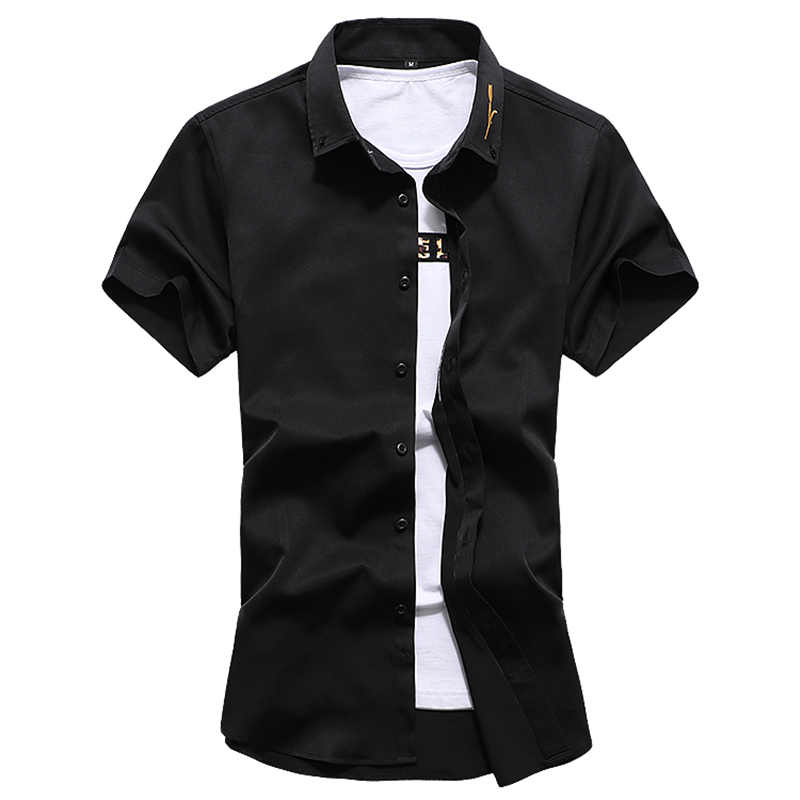 

Mens Shirts Casual Slim Fit Short Sleeve Dress Shirt Men High Quality Summer Fashion Solid Social Shirt Male Plus Size M-7XL, Sky blue