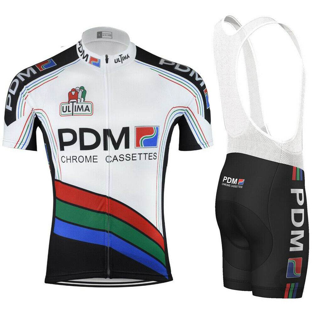 

1988 PDM Ultima Chrome Cassettes Short sleeve Cycling jersey 19D Pad pants suit men's summer MTB pro BICYCLING shirts Maillot Culotte wear, Black