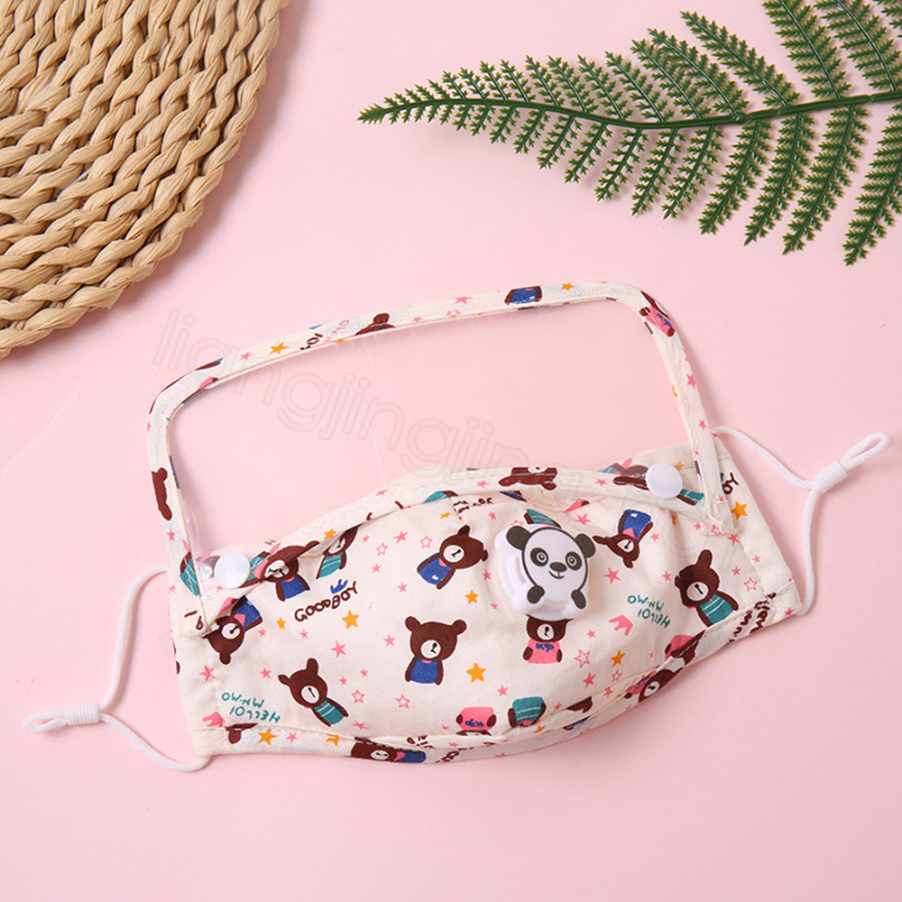 

Children's cotton mask Anti-smog anti-dust detachable with breathing valve cartoon printed kids outdoor resuable protective mask FFA4359-6