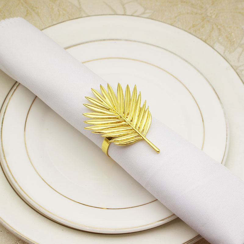 

24pcs/lot New golden loose tail leaf napkin ring Western restaurant napkin button wedding party mouth cloth table decoration