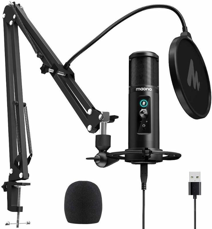 

100% MAONO PM422 USB Microphone Zero Latency Monitoring 192KHZ/24BIT Professional Cardioid Condenser Mic With Touch Mute Button