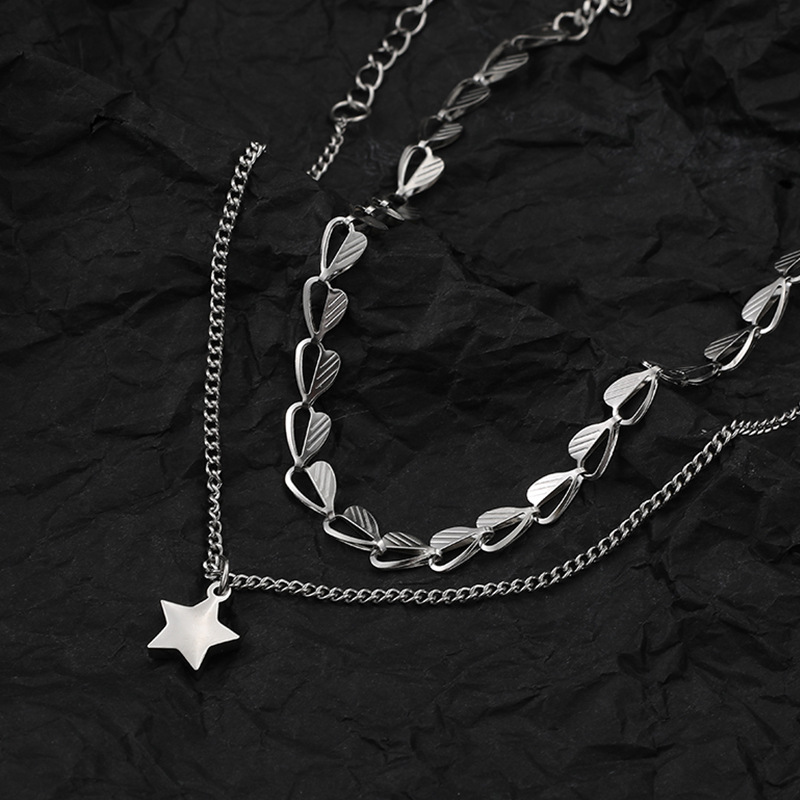 

Meetvii New Stainless Steel Layered Women Pendant Necklaces Heart Smile Hip Hop Long Necklace Jewelry