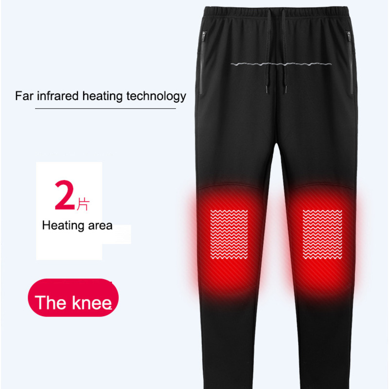 

Winter Carbon Fiber Knee Heating Women' USB Smart Heating Pants Men' Thickened Warm Pants Washable Adult 3 Temperatures, Black