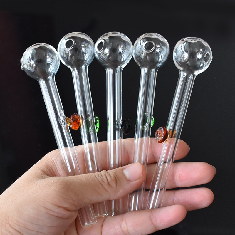 

Oil Burner Glass Pipe Pyrex Pipe for Smoking Bubbler Transparent Glass Tube with Colored Dot Oil Nail Burning Jumbo Pipe Smoking Accessories