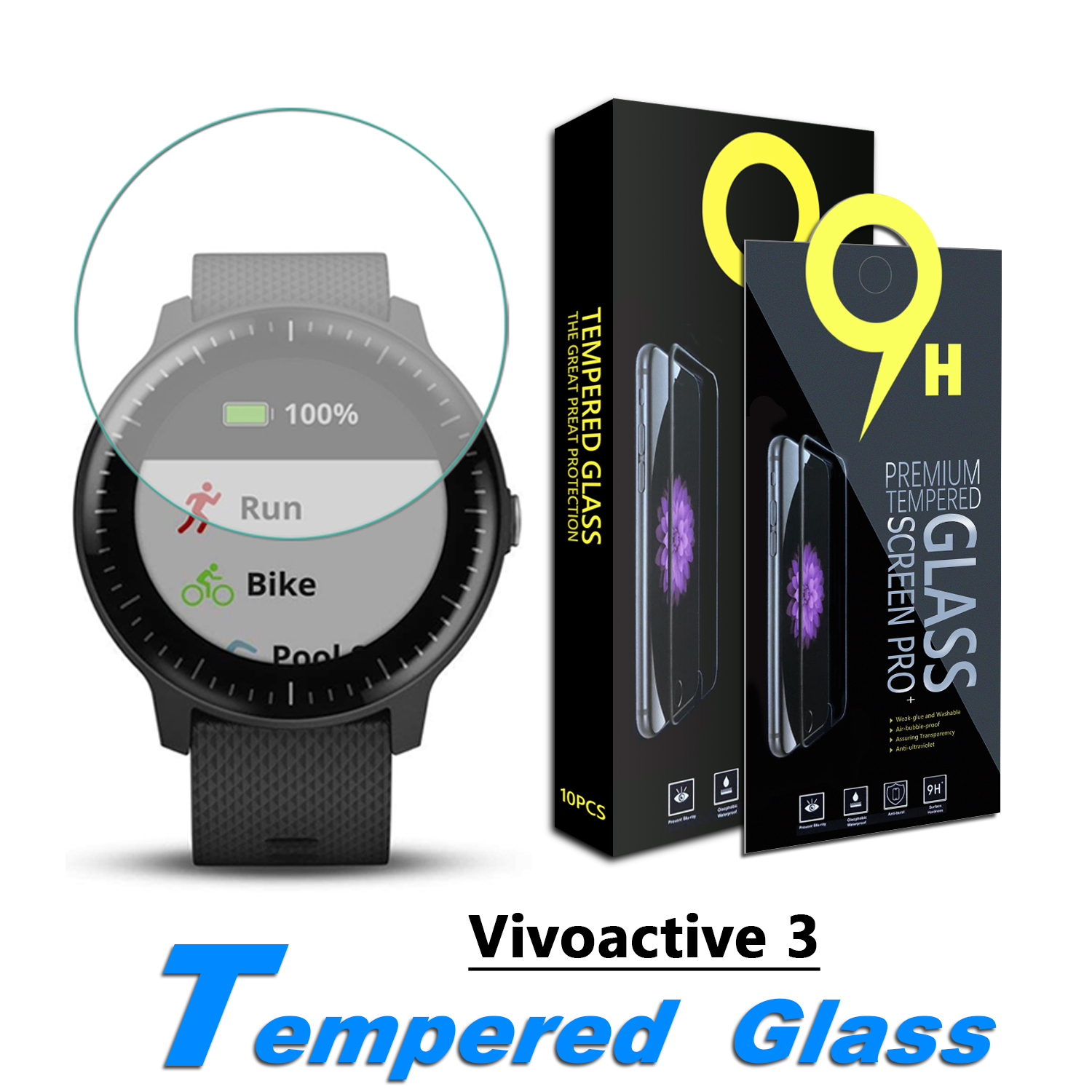 

Tempered Glass for Garmin Vivoactive 3, Forerunner 35 Screen Protector,with Retail Paper Box