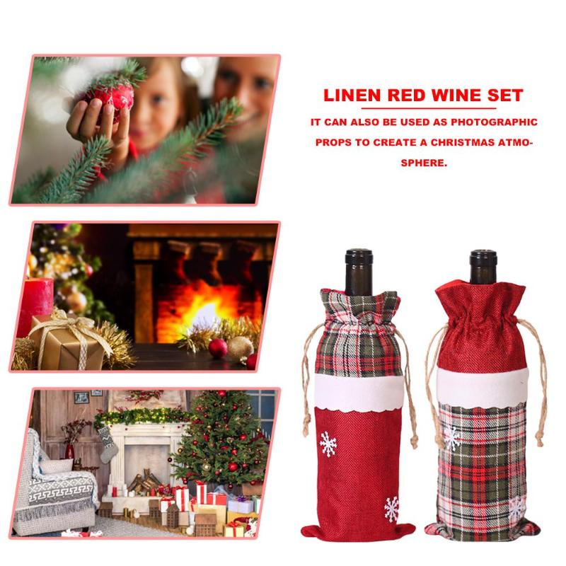

Cartoon Red Wine Bottle Cover Wide Scope of Application Practical Economy Christmas Snowflake Linen Wine Bag Xmas Decoration