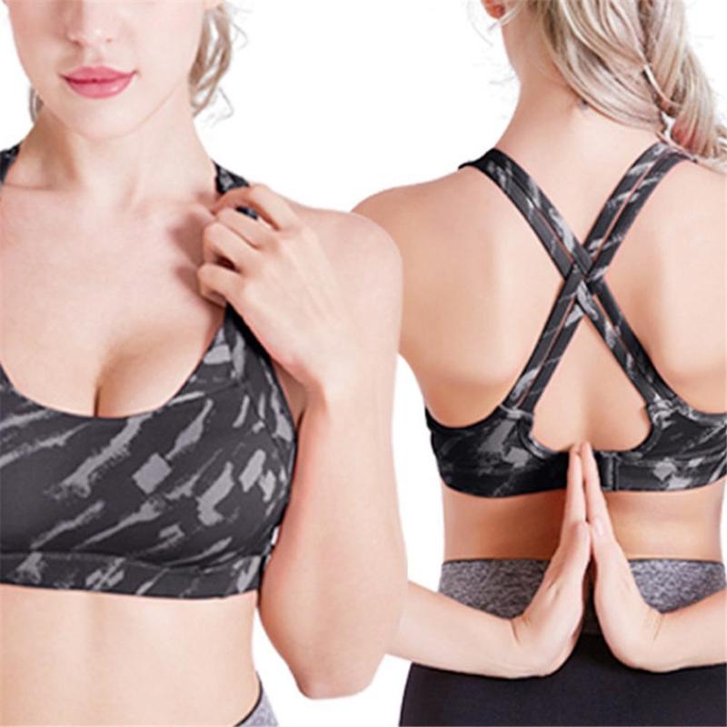 

Three-dimensional Camouflage Printed Underwear 2020 New Steel Ring Fitness Yoga Training Beauty Back Cross Vest, Black