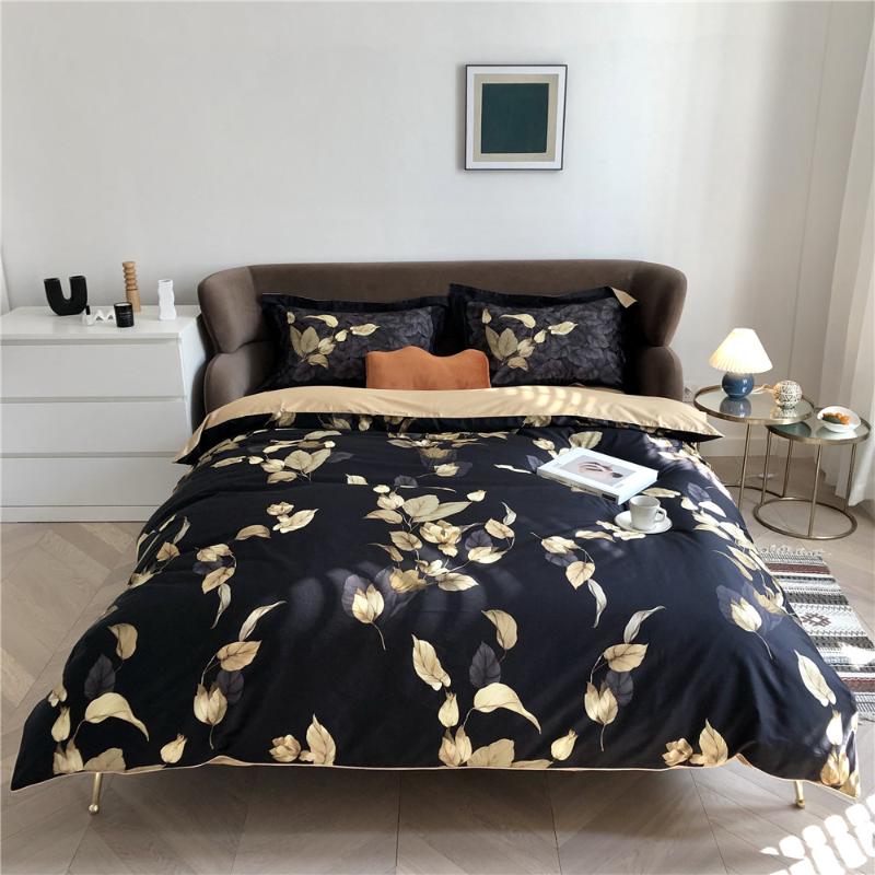 

Luxury Bedroom Decor 4pcs Egyptian Cotton Bed Linen Sateen Bedsheets Queen King Size Bedding Duvet Cover Set Double Bedclothes, 19