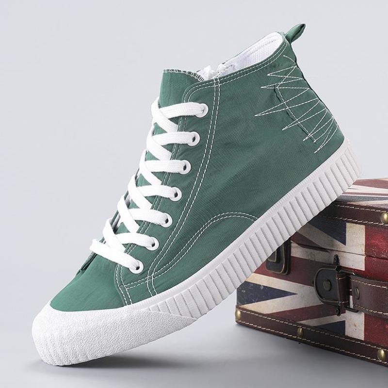 

Autumn New Hight-Top Canvas Boots Men's New Fashion Style All-match Casual Cloth Shoes Breathable Round Toe Sneaker Boots, Black