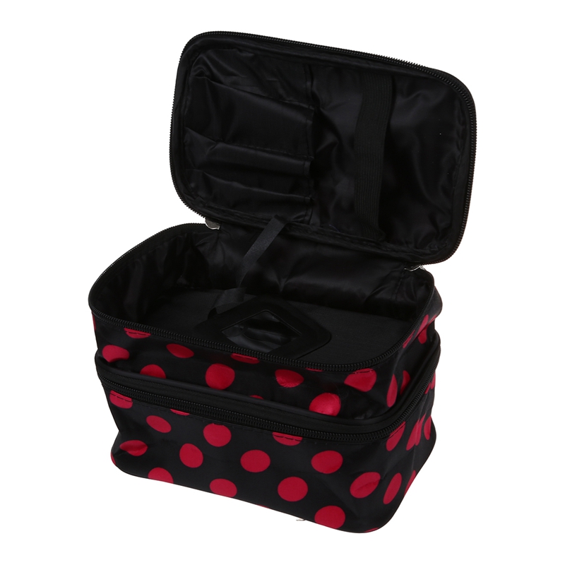 

Peas Pattern makeup case with 2 zipper, Black