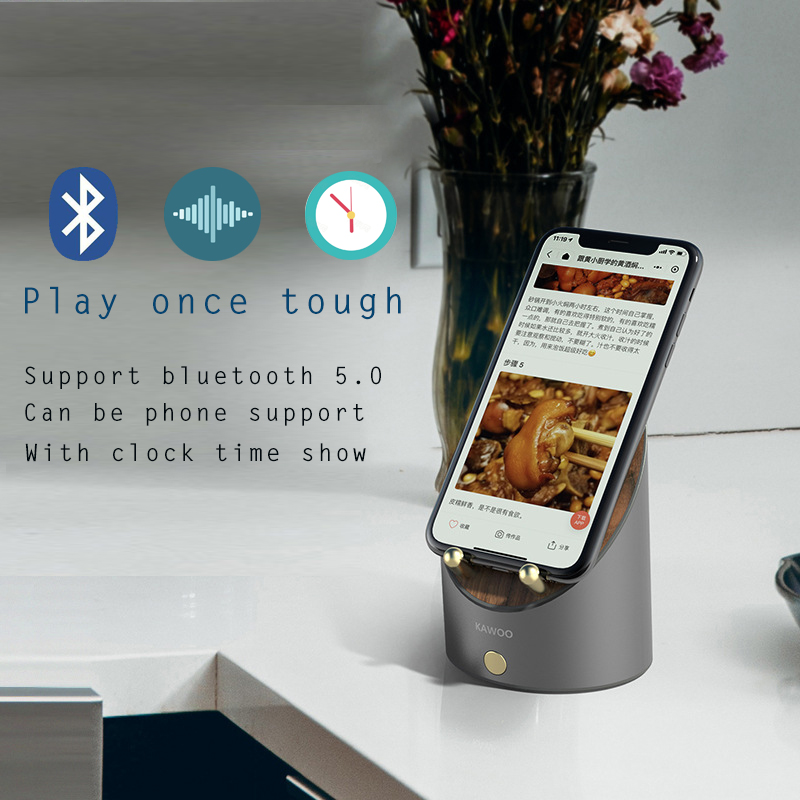 

2020 Newest wooden Portable Bluetooth 5.0 Speaker Super Bass Wireless Stereo Speakers phone holder Support Clock
