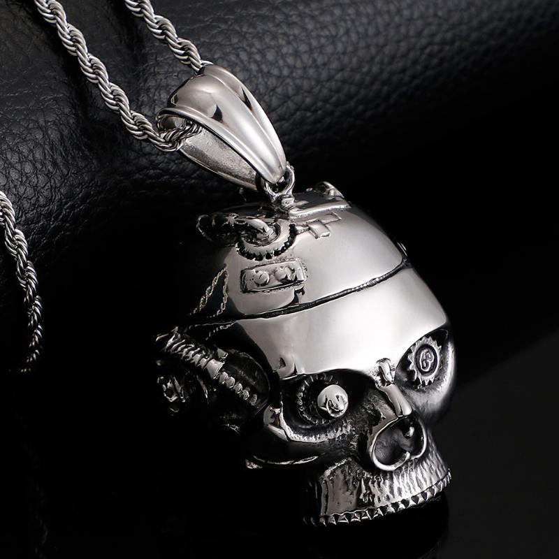 

Gothic Rock Pendant Necklace For Men Women Antique Stainless Steel Mens Biker Jewelry Hiphop Men's Pendants New