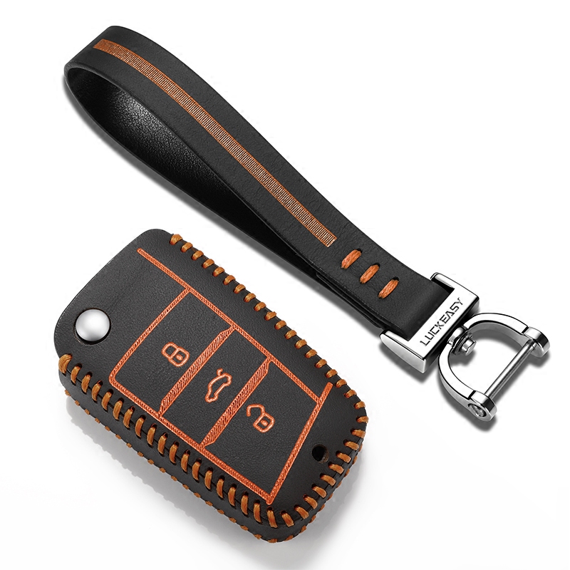 

For skoda KODIAQ octavia superb leather Smart Remote key Case Cover Holder