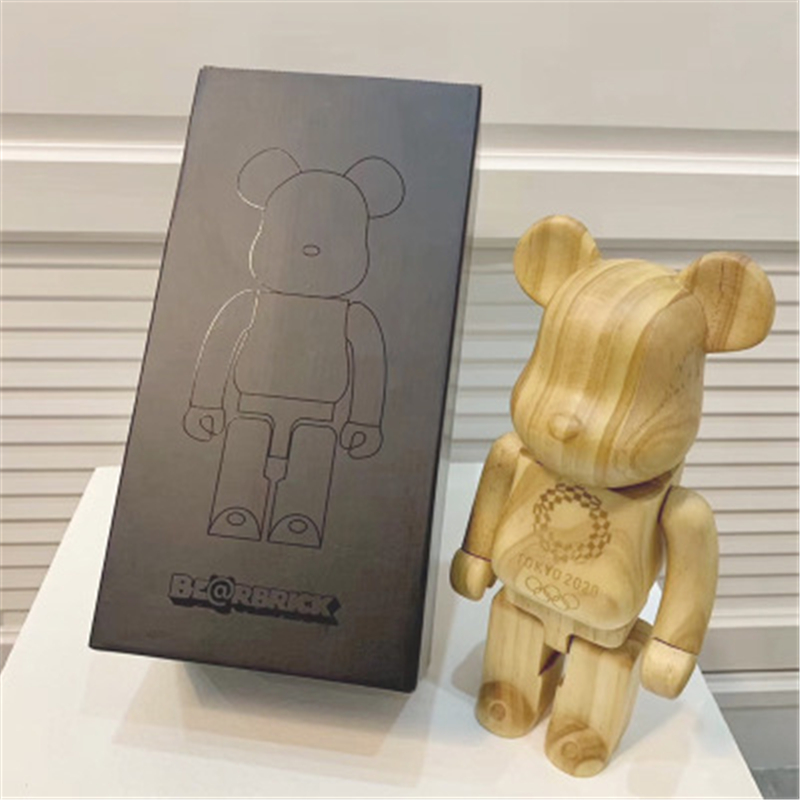 

Home Furnishings Trendy 400% Bearbrick Toys 2020 Tokyo Olympics Wood Bear Building Block Bear Decorative Model Limit Collection