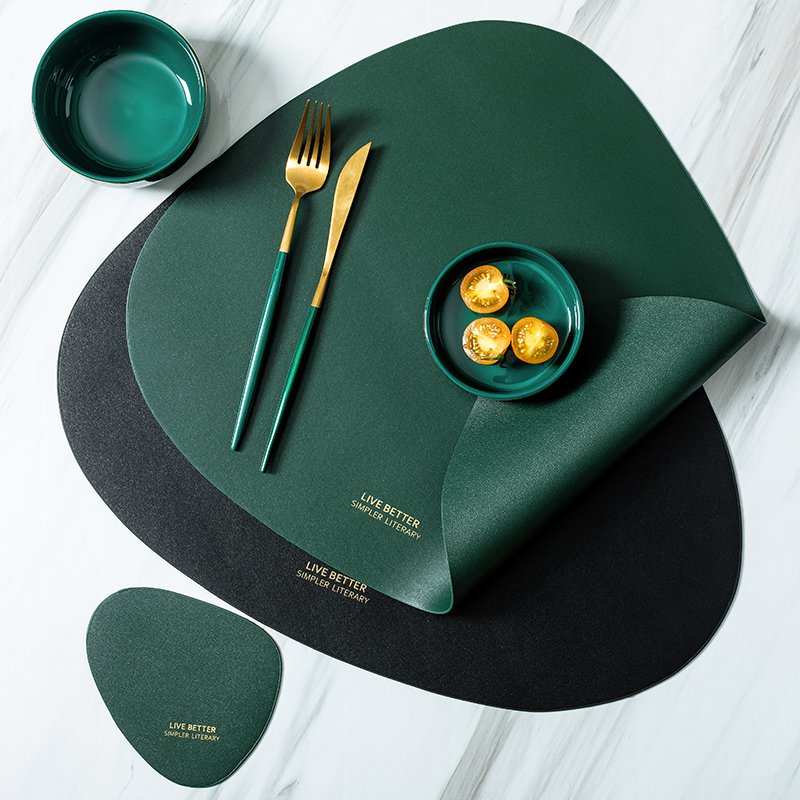 

Tableware Pad Placemat Table Mat PU Leather Heat Insulation Non-Slip Simple Placemats Disc Coaster Placemat for Dining Table
