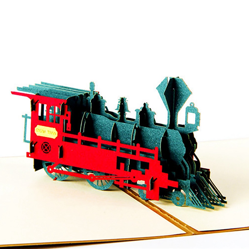 

3D UP Cards Birthday Greeting Card Graduations Card Fathers Day Gift Souvenirs Lifelike Train Model Gifts For Boy Kids