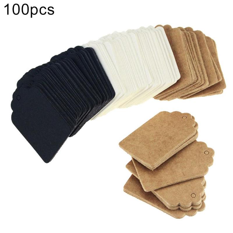 

Christmas 100pcs 2020 hot sale new Packaging Brown Kraft/white/black Paper hangTags DIY Wedding Gift Decorating Tag 3*5cm