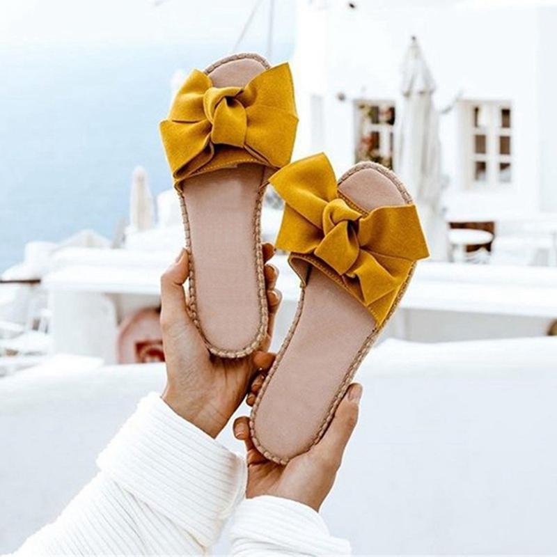 

Oeak Women Slippers Summer Bow Torridity Sandals Beach Shoes Indoor Outdoor Flops Fashion Women Shoes chanclas mujer, Gray