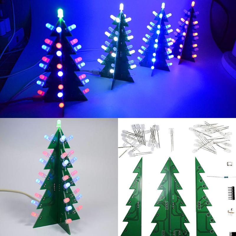 

DIY Christmas Tree 3D Colorful LED Decorative Christmas Tree Kit Mini Home Decoration