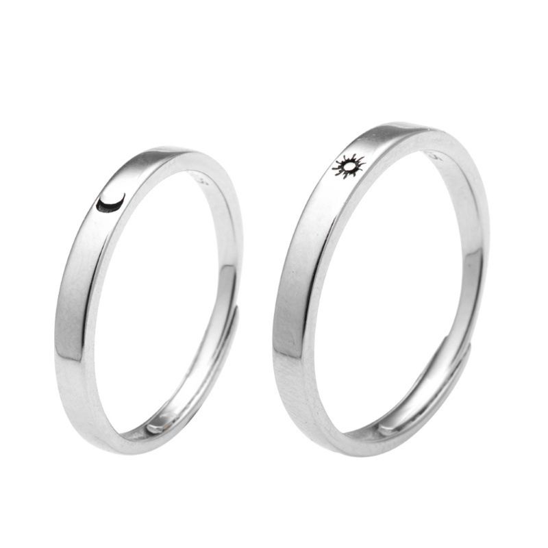 

2Pcs Sterling Sun Moon Lover Rings Promise Wedding Bands for Him and Her Highly resistant to scratch