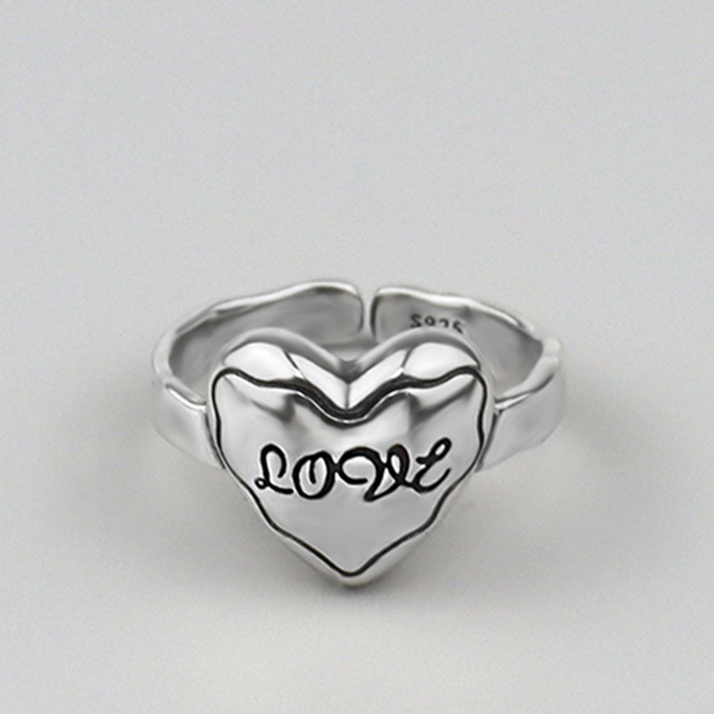 

Coolkala sterling silver design simple love letter ring female style Valentine's Day gift