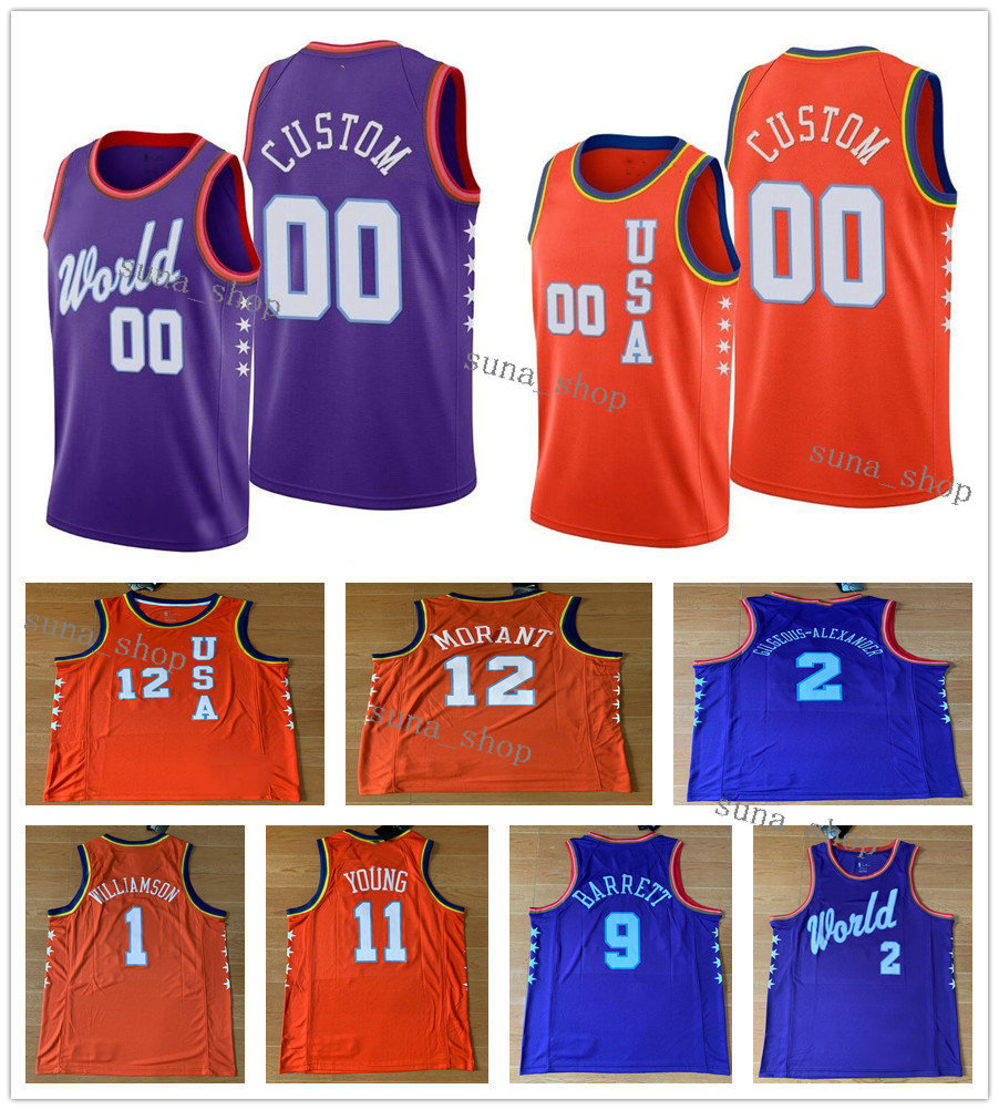 

2020 Rising Star USA Team Orange Jerseys Men Trae Young 11 Bridges 0 Carter Jr. 34 Graham 4 Herro 14 Jackson Jr. 13 JaMorant 12 Nunn 25, Purple