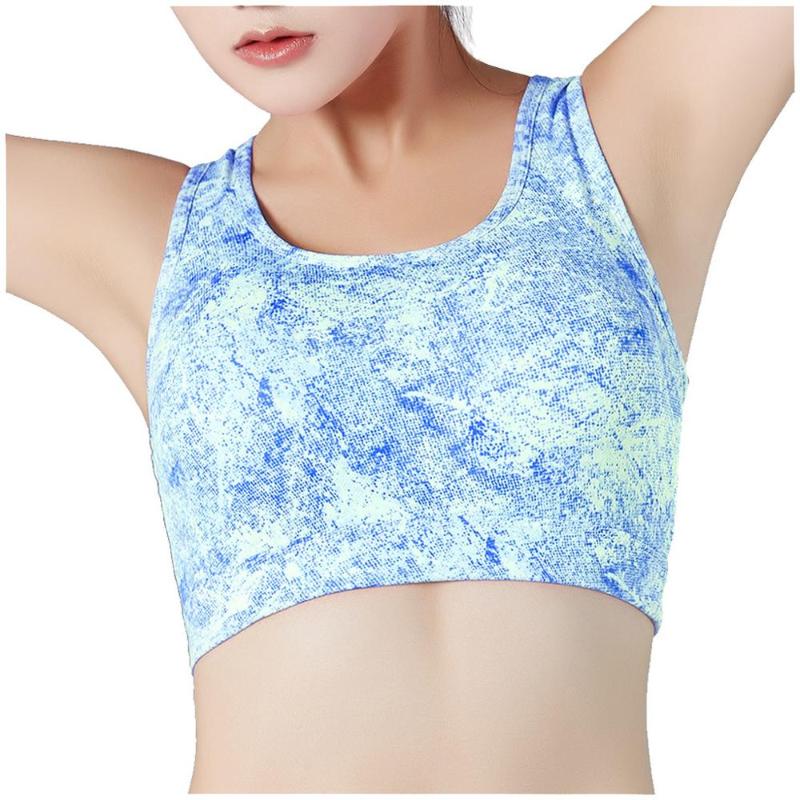 

Woman Sports Underwear Tie dyeing Sports Bra Full Cup Bra Fitness Yoga Underwear sujetador deportivo running T#, Sky blue