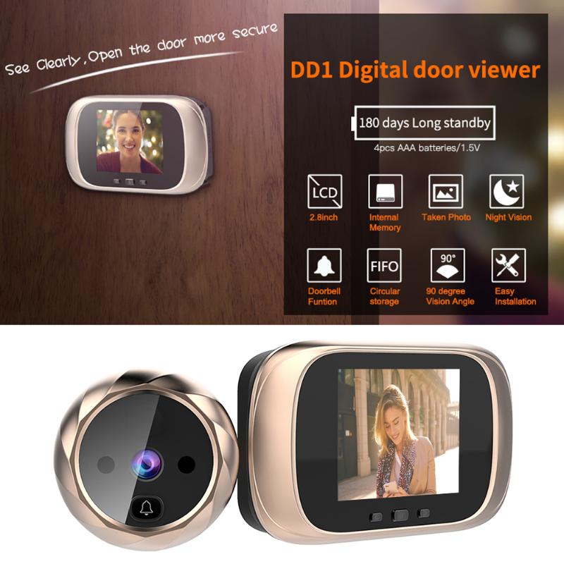 

2.8 inch LCD Digital Doorbell 90 Degree Door Eye Doorbell Smart Electronic Peephole Door Video Camera Viewer Outdoor Bell