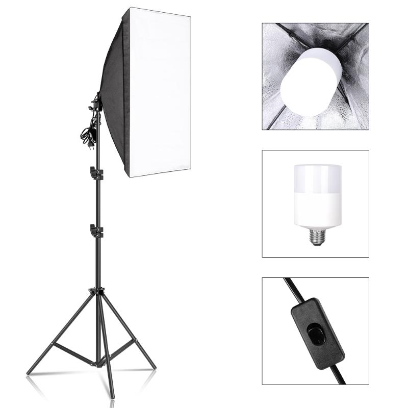 

Photography Softbox For Photo Studio Light Box Professional 5070cm E27 Softbox Lighting Kit With 30W LED Bulbs & Tripod