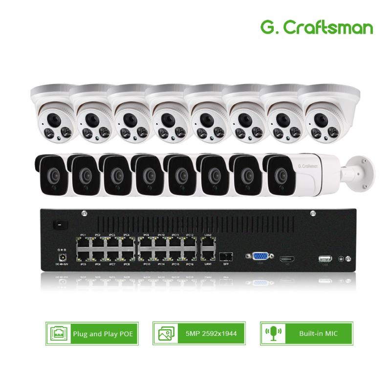 

16ch 5MP Audio POE Kit 8ch indoor+8ch outdoor System CCTV Security NVR Waterproof IP Camera Surveillance Alarm Video Record