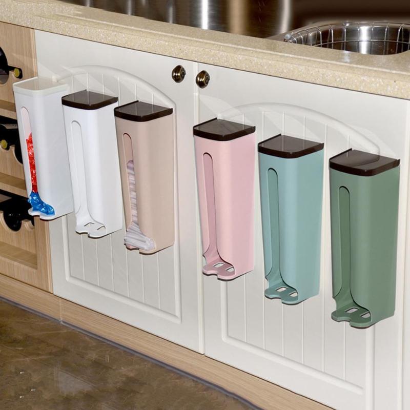 

Kitchen Wall Mount Garbage Storage Bag Plastic Storage Box Rubbish Rack Organizer Plastic Box Kitchen Boxes Organizer