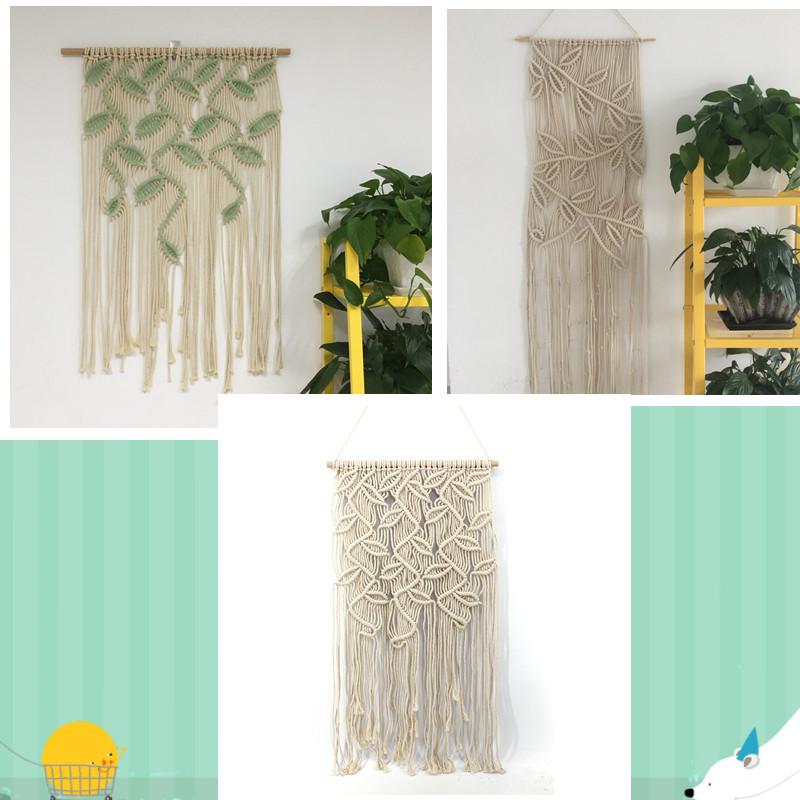 

Leaves Macrame Handmade Wall Hanging Tapestry Wedding Ceremony Cotton Cord art Tapestry Beige Woven Wall