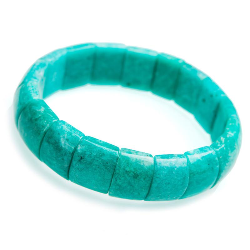 

Genuine Green Natural Amazonite Gem Stone Rectangle Bead Bracelet Women Femme Charm Stretch Crystal Bracelet